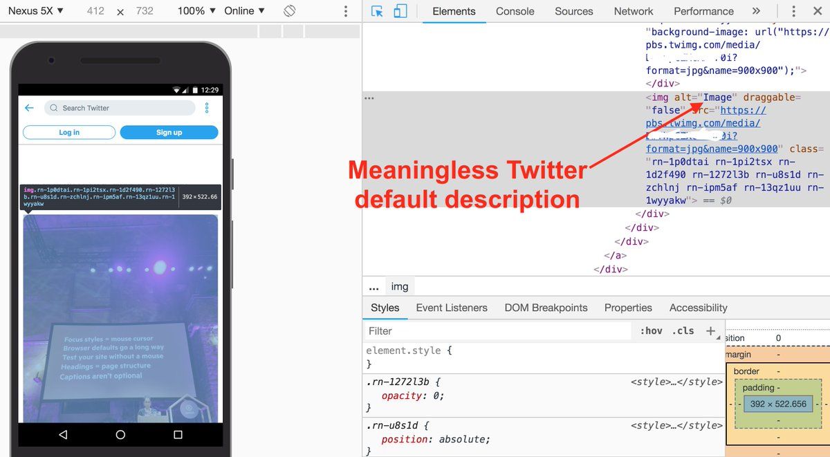 oh my god twitter doesn’t include alt text from images in their API